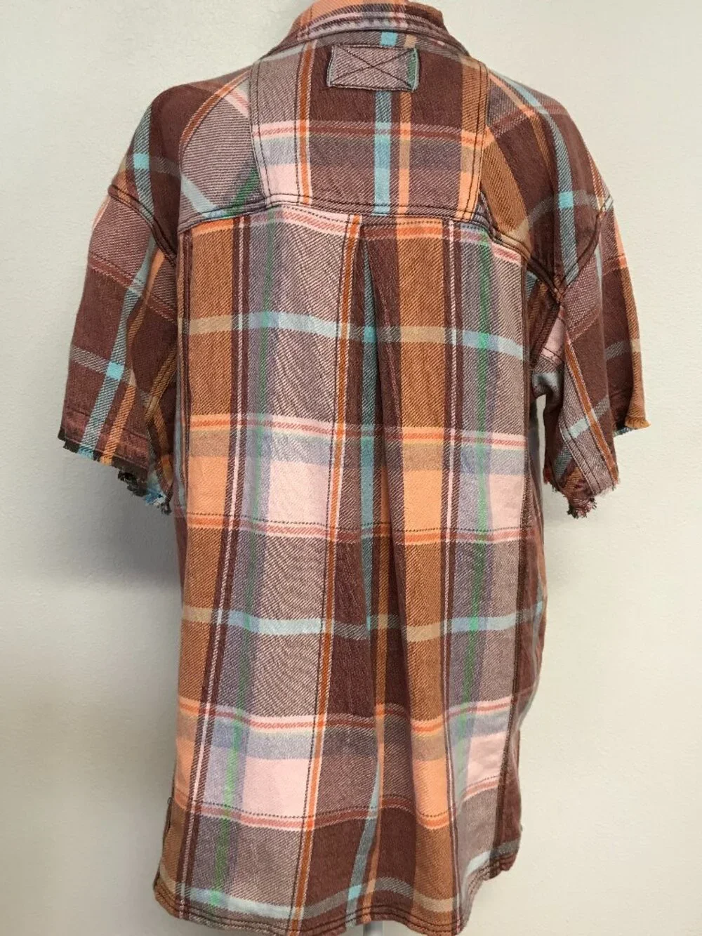 Free People We The Free Vintage Crush Plaid Shirt Brown Combo M NWOT Cotton - Picture 6 of 11